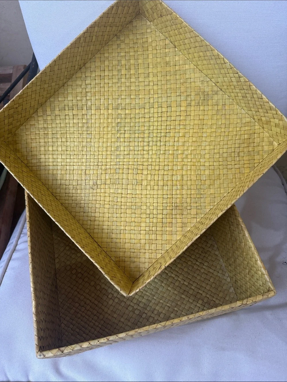 Woven Decorative Storage Box Yellow / Gold Weave straw structured hand made Bin